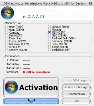Activator 2008 Windows Vista and Windows Vista SP 1 - активатор