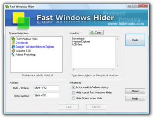 Hidetools Fast Windows Hider v3.7