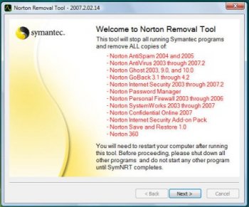 Norton Removal Tool 2007.2.02.14 for Windows Vista/XP/2000