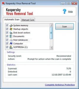 Kaspersky Virus Removal Tool v 7.0.0.290 ( 20.12.08)